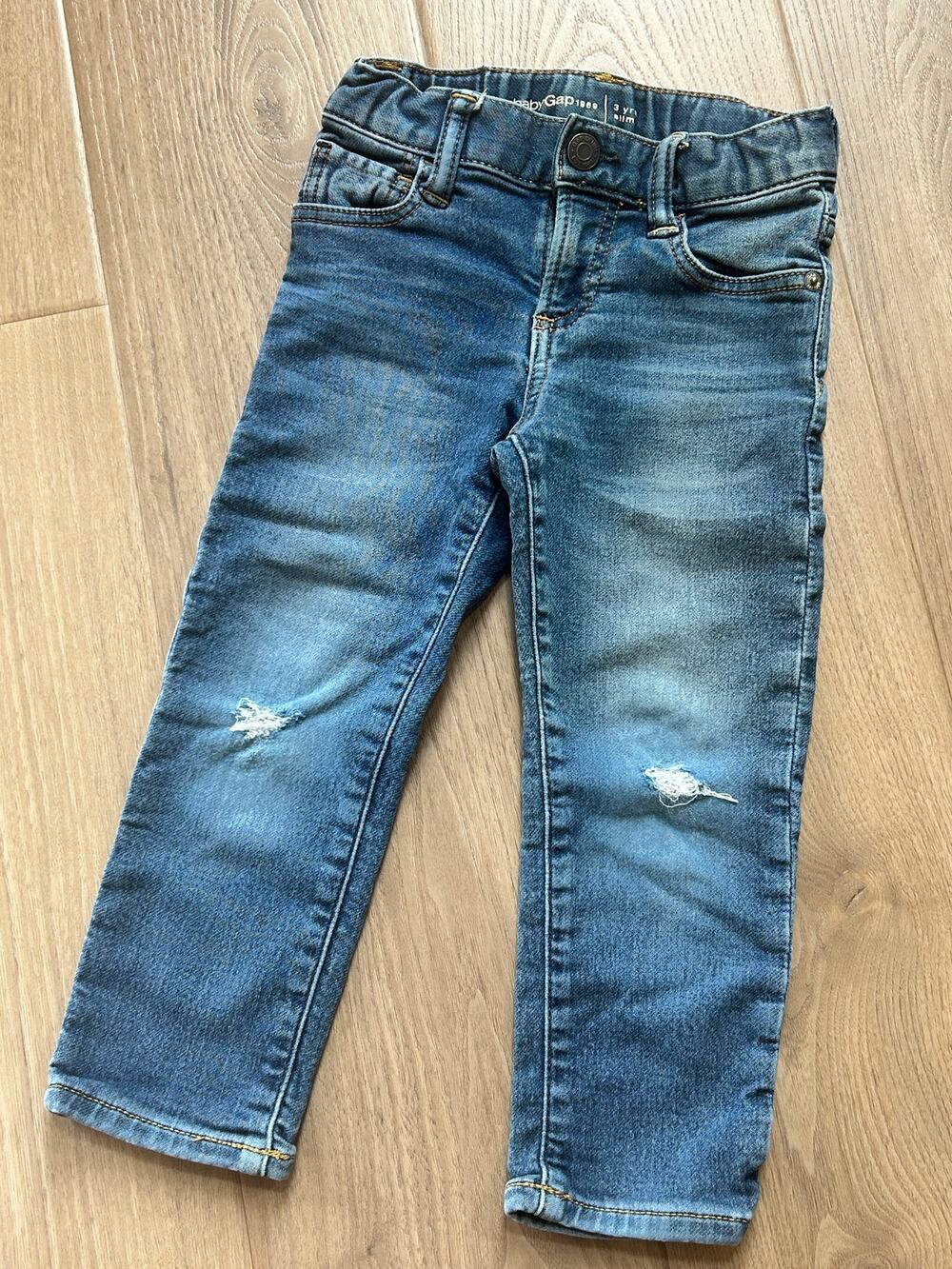 Baby Gap 1969 Slim Medium Wash Denim Jeans, Size 3 Years, Adjustable Waist